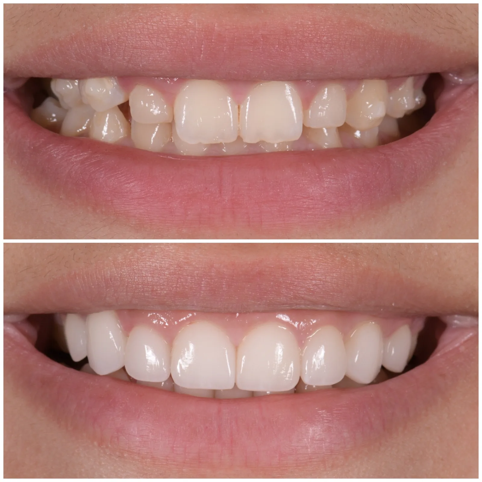 Penelope, no-prep porcelain veneers, before and after